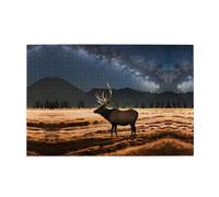 Rompecabezas de 1000 piezas Yyhwhjde Elk in The Meadow Picture Educativo Intelectual Rompecabezas de madera, rompecabezas divertidos, rompecabezas para aliviar el estrés