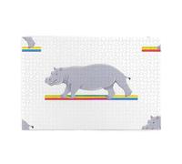 Rompecabezas de 1000 piezas Yyhwhjde Hippopotamus Crossing The Rainbow Picture Educational Intelectual Rompecabezas de madera, rompecabezas divertidos, rompecabezas para aliviar el estrés