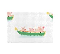 Rompecabezas de 1000 piezas Yyhwhjde Los tres cerditos remando un barco, rompecabezas educativo de madera intelectual, rompecabezas divertidos para aliviar el estrés