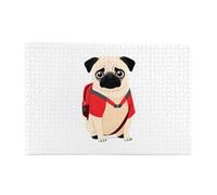 Rompecabezas de 1000 piezas Yyhwhjde Pug con mochila roja, rompecabezas educativos de madera intelectual, rompecabezas divertidos, rompecabezas para aliviar el estrés