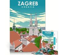 Rompecabezas de 1000 Piezas Zagreb Croacia Viaje Arte Corte preciso Divertido Desafío Mental Juguete Juego Tiempo de Descanso Cumpleaños Arte Juego (38x52cm)