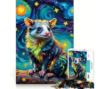 Rompecabezas de 1000 Piezas Zarigüeya en la Noche Estrellada para Adultos Juego Inteligente de Rompecabezas Divertido Montaje de imágenes Regalo de Temporada (50x75cm)