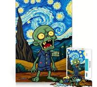 Rompecabezas de 1000 Piezas Zombi en la Noche Estrellada para Adultos Piensa,Entrena y Juega Cierre Seguro,sin Piezas Sueltas aliviar el estrés (38x52cm)