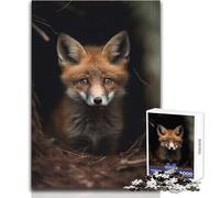 Rompecabezas de 1000 Piezas: Zorro bebé mira hacia Fuera, Ideal para un Tiempo de inactividad Acogedor en Interiores, Juguete de Juego de Enclavamiento de precisión Duradero, tamaño 38x26cm