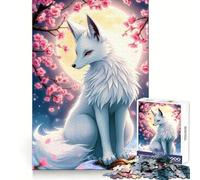 Rompecabezas de 1000 Piezas Zorro Blanco bajo Flores de Cerezo para Adolescentes Ejercicio cognitivo, relajación y Ocio Regalo Ideal para el Invierno (38x52cm)