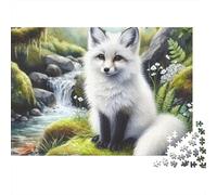 Rompecabezas de 1000 Piezas Zorro Blanco en el Bosque Zorro Blanco Junto a una Cascada Adultos Mayores de 12 años Juegos educativos Hermosa decoración Desafío Alta dificultad Cumpleaños 38x26cm