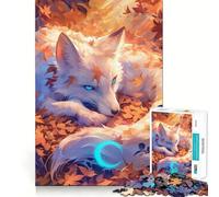 Rompecabezas de 1000 Piezas Zorro Blanco Entre Hojas de otoño Juego para ejercitar la Mente artesanía experta en Corte pasatiempo Fascinante para Momentos de Ocio (38x52cm)