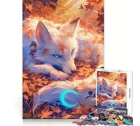 Rompecabezas de 1000 Piezas Zorro Blanco Entre Hojas de otoño para Adolescentes Ejercicio cognitivo, relajación y Ocio Regalo Ideal para el Invierno (50x75cm)