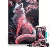 Rompecabezas de 1000 Piezas Zorro Blanco Místico con Marcas Rojas para Adultos y Adolescentes Juguete de lógica, Ideal para Relajarse, con Corte de precisión (38x52cm)