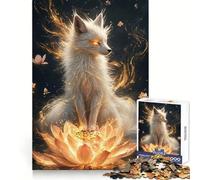 Rompecabezas de 1000 Piezas Zorro Blanco sobre Loto para Adolescentes Ideal para Entrenar la Mente y Practicar la evasión Consciente Bordes definidos Regalo de Temporada (38x26cm)