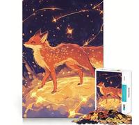 Rompecabezas de 1000 Piezas Zorro Celestial de pie sobre un Planeta Brillante bajo un Cielo Estrellado Bordes impecables Divertido Rompecabezas Ideal para Relajarse Juego de cumpleaños artístico