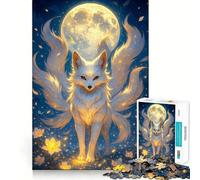 Rompecabezas de 1000 Piezas Zorro de Nueve Colas bajo la Luna para Adolescentes Juguete Educativo para Toda la Familia Corte de Calidad Regalo Elegante (38x52cm)