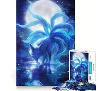 Rompecabezas de 1000 Piezas Zorro de Nueve Colas bajo la luz de la Luna para Adolescentes Refuerza la Memoria Tiempo de Paz Regalo clásico (38x26cm)