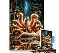 Rompecabezas de 1000 Piezas Zorro de Nueve Colas en el Bosque para Adolescentes Juego Mental Juguete para el hogar Corte preciso (38x26cm)