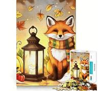 Rompecabezas de 1000 Piezas Zorro de otoño con Linterna y Calabazas Corte Suave Juego Mental Regalo Ideal para Momentos de Ocio y relajación Pieza de Arte navideña (50x75cm)