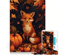 Rompecabezas de 1000 Piezas Zorro de otoño y Calabazas,Corte, Divertido,Inteligente,Actividad,Momento Acogedor,cumpleaños,Arte,Juego (38x52cm)