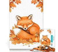 Rompecabezas de 1000 Piezas Zorro durmiendo con Ardilla y Calabaza, para Adolescentes Juego Inteligente para Crear vínculos Familiares Obra de Arte para armar 50x75cm