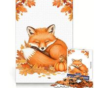 Rompecabezas de 1000 Piezas Zorro durmiendo con Ardilla y Calabaza, para Adolescentes Juego Inteligente para Crear vínculos Familiares Obra de Arte para armar 50x75cm