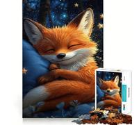 Rompecabezas de 1000 Piezas Zorro durmiendo en el Bosque para Adultos Juguete de lógica Pura Diversión Relajante Corte preciso Regalo increíble 50x75cm