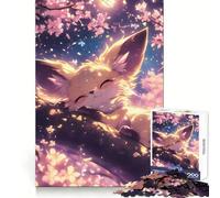 Rompecabezas de 1000 Piezas Zorro durmiendo Entre cerezos en Flor para Adolescentes Juguete de lógica Mental Tiempo Libre Bordes Finos 38x52cm