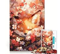 Rompecabezas de 1000 Piezas Zorro durmiendo Entre cerezos en Flor para Adolescentes Juguete de lógica Clara Pasatiempo Tranquilo Corte Perfecto Regalo clásico 50x75cm