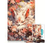 Rompecabezas de 1000 Piezas Zorro durmiendo Entre cerezos en Flor para Adultos Juguete Inteligente, Divertido y silencioso Corte preciso 38x26cm