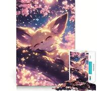 Rompecabezas de 1000 Piezas Zorro durmiendo Entre Flores de Cerezo para Adultos Juguete de lógica Pura Diversión Relajante Corte preciso Regalo increíble 38x26cm