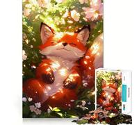 Rompecabezas de 1000 Piezas Zorro durmiendo Entre Flores para Adolescentes Juguete de lógica Clara Pasatiempo Tranquilo Corte Perfecto Regalo clásico 38x52cm