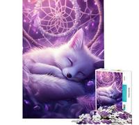 Rompecabezas de 1000 Piezas Zorro Durmiente Atrapasueños Rompecabezas para Adultos Juego de ingenio Vacaciones en casa Matar el Tiempo Regalo de cumpleaños Navidad (Tamaño 38x26cm)