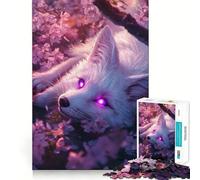 Rompecabezas de 1000 Piezas Zorro en Flor de Cerezo - Bordes impecables Divertido Rompecabezas Regalo Ideal para Relajarse Juego de cumpleaños Regalo artístico (38x52cm)