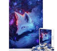 Rompecabezas de 1000 Piezas Zorro Encantado Que Brilla en la Oscuridad Juego Educativo Juguete difícil Decoración de Pared Mejorar el Amor Entre Parejas (38x52cm)