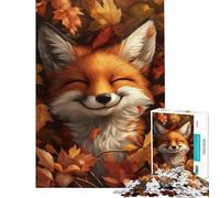 Rompecabezas de 1000 Piezas Zorro Entre Hojas de otoño Rompecabezas para Adolescentes Que Mejora la Memoria Un Reto Educativo Regalo Ideal para Amigos y Familiares 38x52cm