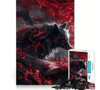 Rompecabezas de 1000 Piezas Zorro Kitsune Negro en un árbol Articulaciones precisas Diversión,Juego para ejercitar la Mente,Juego para Momentos de Paz,decoración navideña 50x75cm