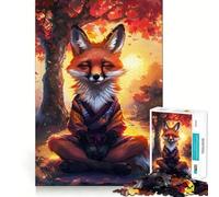 Rompecabezas de 1000 Piezas Zorro Meditando Zen - Juego de Memoria - Componentes Resistentes y Limpios - Portátil - Ideal para Viajes - Juego Divertido (50x75cm)