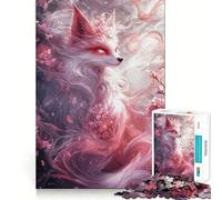 Rompecabezas de 1000 Piezas Zorro Místico con Flores de Cerezo para Adultos y Adolescentes Un Rompecabezas Mental Que Ayuda a aliviar el estrés Un Regalo Original y Divertido (38x52cm)