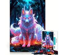 Rompecabezas de 1000 Piezas Zorro Místico en el Bosque para Adultos y Adolescentes Juguete de lógica Clara para Relajarse Corte Artículo de Santa Claus (38x52cm)