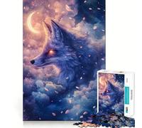 Rompecabezas de 1000 Piezas Zorro Místico en el Cielo Nocturno para Adultos Juguete de lógica, diseño Relajante y Divertido para armar Regalo Ideal para Navidad (38x26cm)