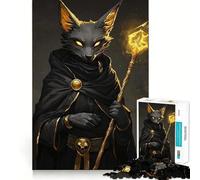 Rompecabezas de 1000 Piezas Zorro Negro Mago Borde Fino Manualidad,Juguete Creativo,Juego de Ocio,Regalo de Cumpleaños 38x52cm