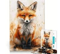 Rompecabezas de 1000 Piezas Zorro resplandeciente en Acuarela Juego para ejercitar la Mente artesanía experta en Corte pasatiempo Fascinante para Momentos de Ocio (38x26cm)