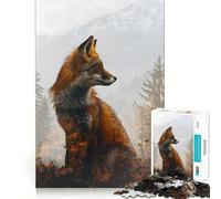 Rompecabezas de 1000 Piezas Zorro Rojo, Árboles y Montañas para Adolescentes Juguete para desarrollar la lógica, Relajante y Divertido Corte preciso Regalo artístico (38x26cm)