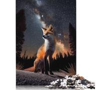 Rompecabezas de 1000 Piezas Zorro Rojo Bajo Las Estrellas para Adultos y Adolescentes (75 x 50 cm)