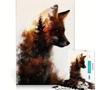 Rompecabezas de 1000 Piezas Zorro Rojo Doble Exposición para Adultos Juguete para ejercitar la Mente Imagen Suave y Relajante para armar Un Regalo Encantador (38x52cm)