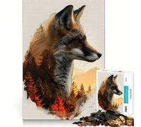 Rompecabezas de 1000 Piezas Zorro Rojo Doble Exposición para Adultos Juguete para ejercitar la Mente Imagen Suave y Relajante para armar Un Regalo Encantador (50x75cm)