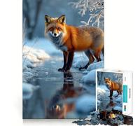 Rompecabezas de 1000 Piezas Zorro Rojo en Invierno para Adolescentes Juguete para ejercitar la Mente Juego en Grupo Arte y Montaje Regalo clásico (50x75cm)