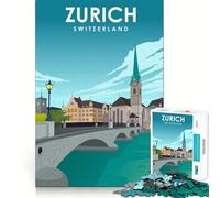 Rompecabezas de 1000 Piezas, Zúrich, Suiza, Arte, Corte preciso, Divertido, Desafío Mental, Juguete, Tiempo de Descanso, Juego de cumpleaños, Arte, Juego (38x52cm)