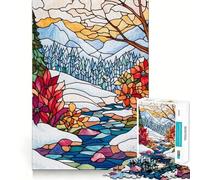 Rompecabezas de 1000s con diseño de Paisaje Invernal en vidrieras de Corte Limpio Juguete para desarrollar la Capacidad cognitiva Ideal para Momentos de Calma y diversión navideño