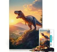 Rompecabezas de 1000s para Adultos Dinosaurio T-Rex al Atardecer diseño de Corte preciso Ideal para Crear Objetos Que requieren concentración Tiempo Libre o para disfrutara Escena
