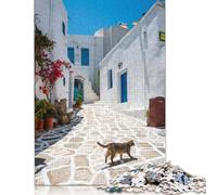 Rompecabezas de 1500 Piezas de Gato en un Pueblo Griego de Paros. Un Rompecabezas desafiante y Complejo para Adultos y Adolescentes (85 x 57 cm).