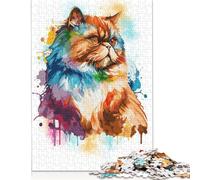 Rompecabezas de 1500 Piezas para Adultos, diseño de Gato Persa Colorido, de cartón, Juego desafiante (85 x 57 cm)