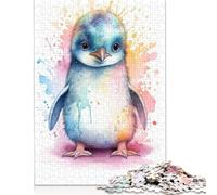 Rompecabezas de 1500 Piezas para Adultos, diseño de pingüino bebé de Acuarela, de cartón, Ideal para Juegos Familiares, cumpleaños, 1500 Piezas (85 x 57 cm)